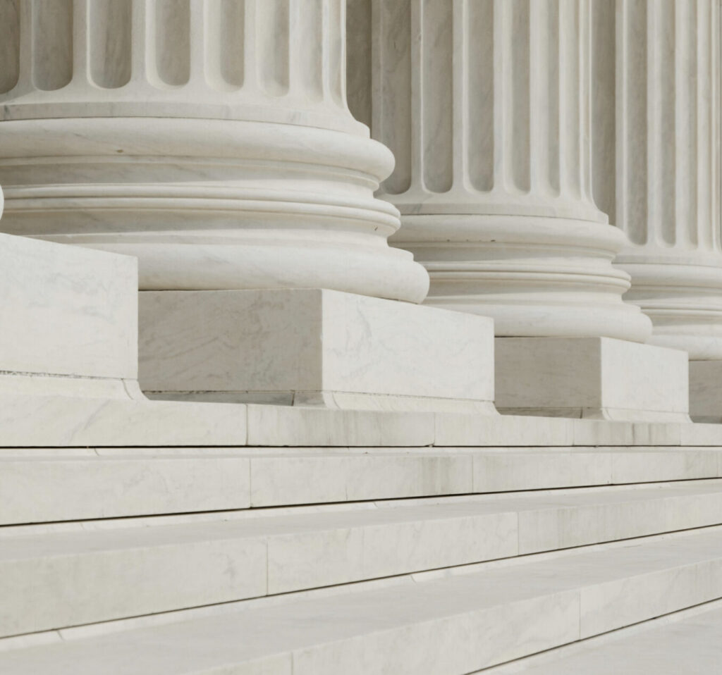 Close up of capitol building column bases and staircase.