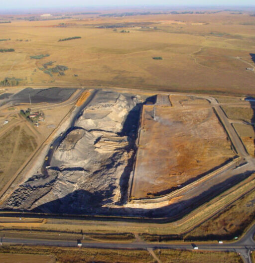 Aerial view of a surface coal mine.