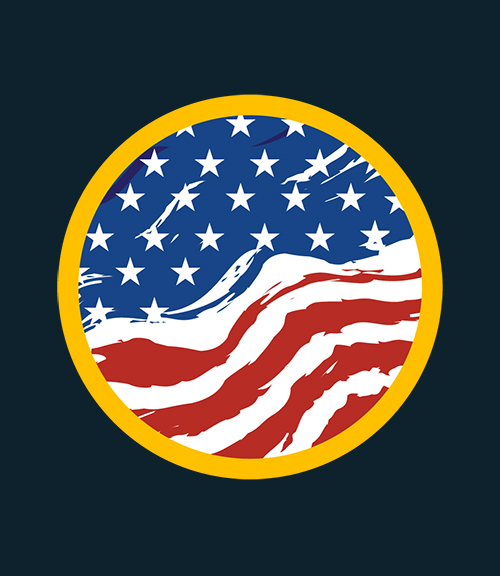 Circular badge of the American flag